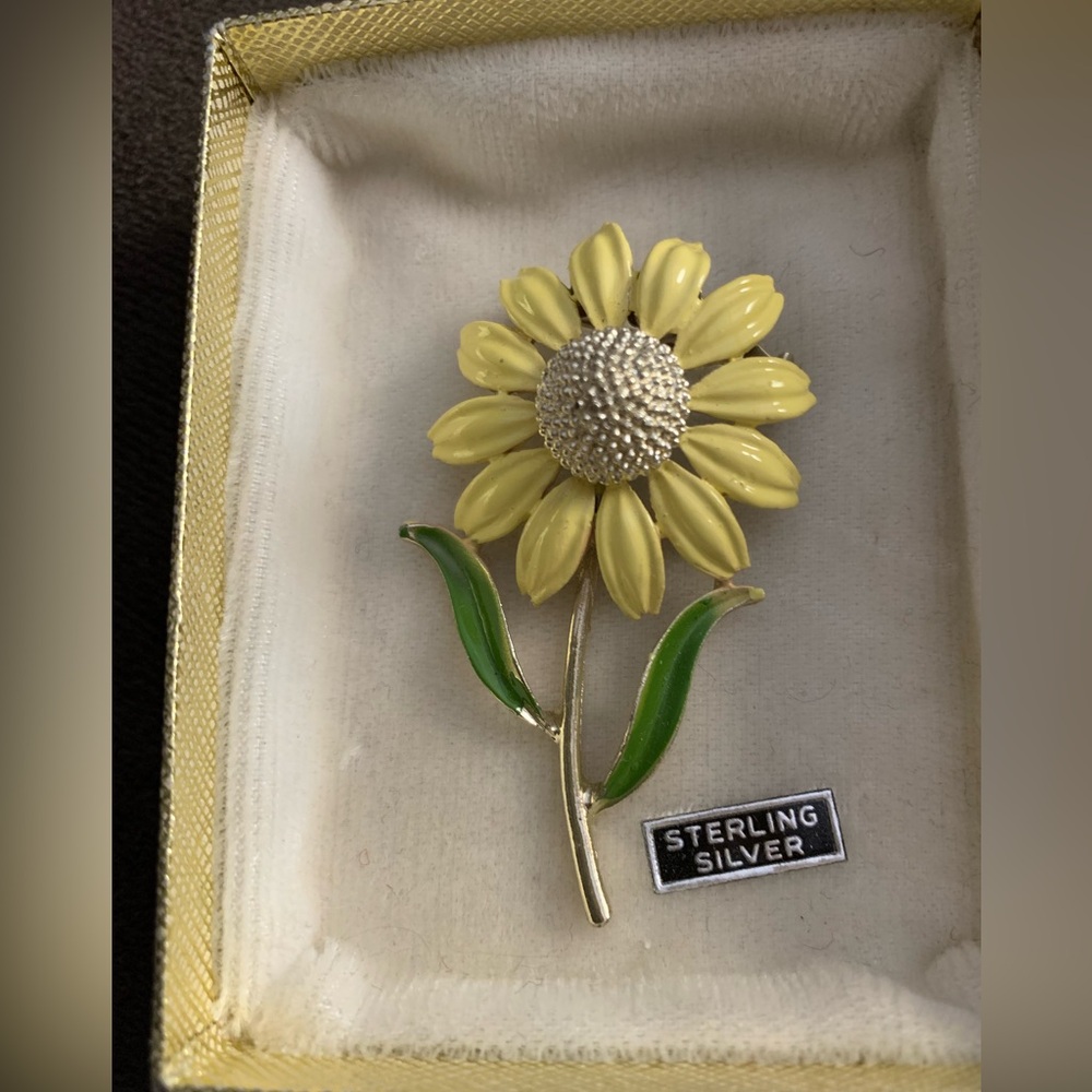 Yellow Flower Sterling Silver Brooch